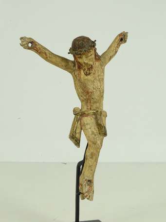 Christ populaire en bois polychrome complet. XX 