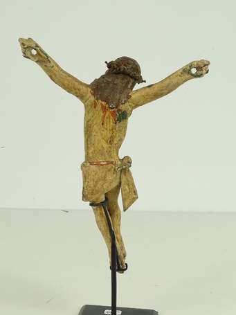 Christ populaire en bois polychrome complet. XX 