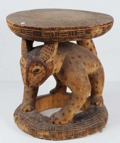 Un tabouret en bois sculpté d'une panthère 