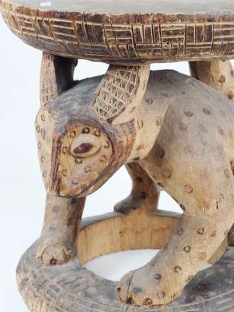 Un tabouret en bois sculpté d'une panthère 