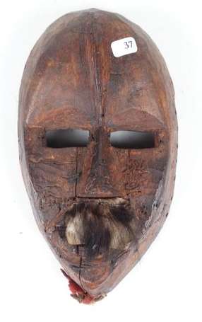Ancien masque de course en bois dur aux yeux 