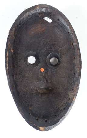Ancien masque de danse en bois dur aux yeux 