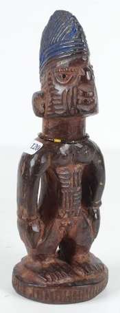 Ancienne statuette de jumeaux 'Ibedji' en bois dur