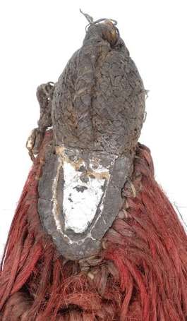 Ancienne marotte de féticheur en bois. Fibres 