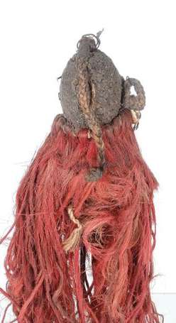 Ancienne marotte de féticheur en bois. Fibres 