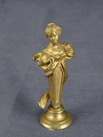 LEDUC (XIXe-XXe) - Sceau à cacheter en bronze doré