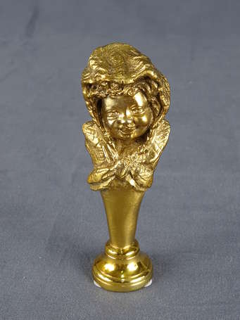 Sceau à cacheter en bronze doré à motif d'un buste