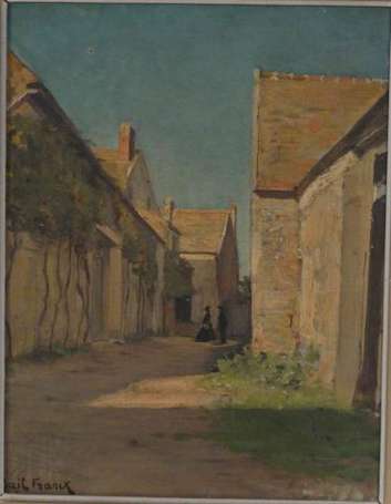 BAIL Franck (1858-1924) Ruelle animée. Huile sur 