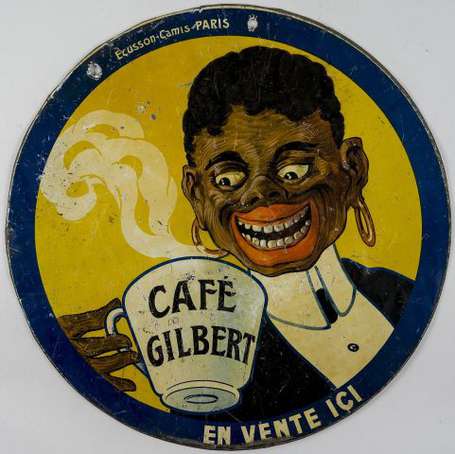 CAFE GILBERT : Superbe tôle lithographiée des 
