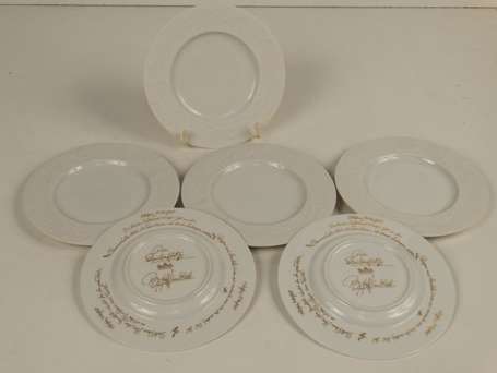 6 assiettes à dessert en porcelaine blanche modèle