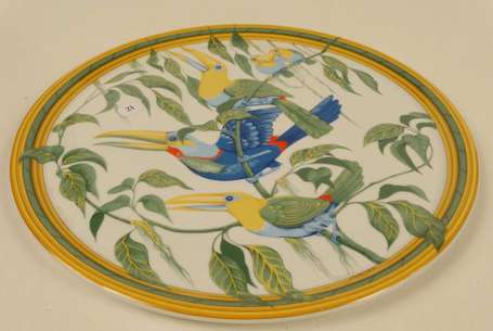 HERMES - Grand plat rond modèle Toucans en 