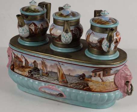 Chocolatière d'hôtel en porcelaine polychrome 