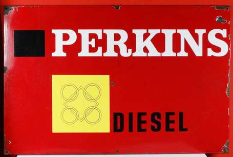 PERKINS Diesel : Plaque émaillée illustrée du logo