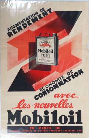 MOBILOIL : Affiche lithographiée signée 