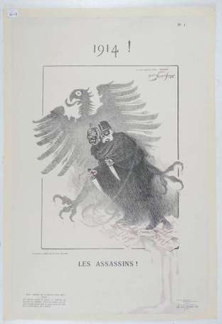 1914 ! Les ASSASSINS : Estampe signée Maurice 