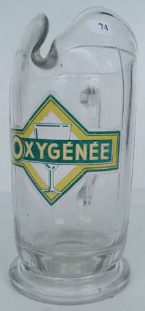 L'OXYGENEE : Broc en verre émaillé. Très bel état.