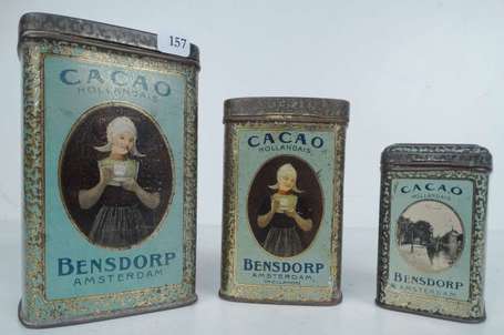 CACAO BENSDORP : 3 Boîtes en tôle lithographiée : 