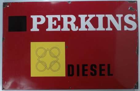 PERKINS Diesel : Plaque émaillée illustrée du logo