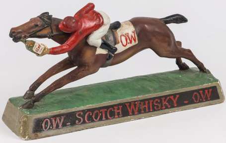 WHISKY O.W : Rare figurine publicitaire en plâtre 