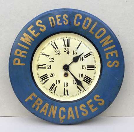 PRIMES DES COLONIES FRANCAISE : Horloge en tôle, 