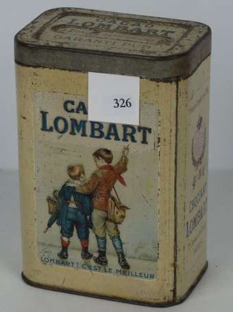 CACAO LOMBART : Boîte en tôle lithographiée et 