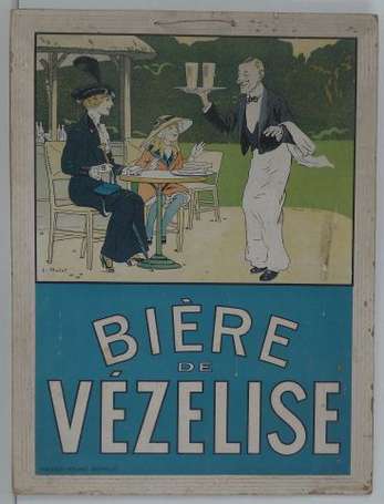 BIERE DE VEZELISE : Panonceau lithographié et 