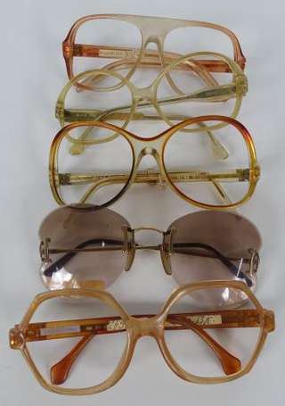Lot de 5 montures de lunettes vintage dont LANVIN 