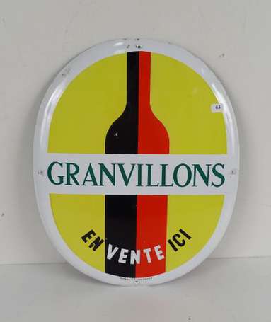 GRANVILLONS Vin : Plaque émaillée ovale bombée. 