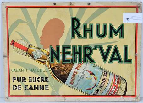 RHUM NEHR'VAL : Panonceau lithographié, Ca 1930. 