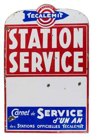 TECALEMIT Station-Service  : Rare plaque émaillée 