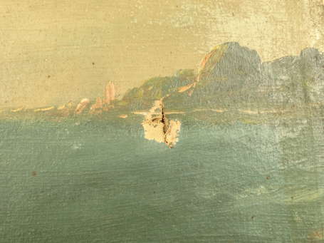 RIVET F. (XIXe) - Marine. Huile sur toile, signée 