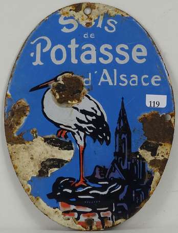 SELS DE POTASSE D'ALSACE : Plaque émaillée ovale 