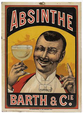 ABSINTHE BARTH : Panonceau lithographié de la fin 