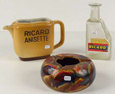 RICARD Anisette : Un pichet et une Carafe. On y 