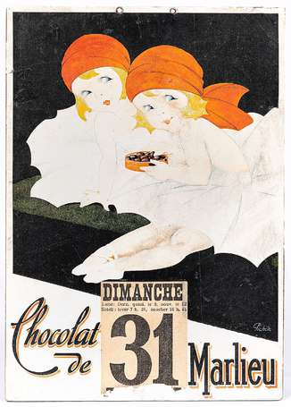 CHOCOLAT DE MARLIEU : Panonceau lithographié 