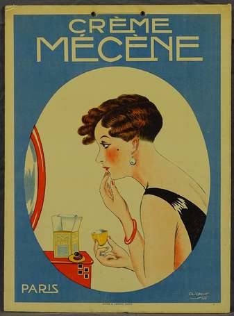 CREME MECENE : Panonceau lithographié, illustré 