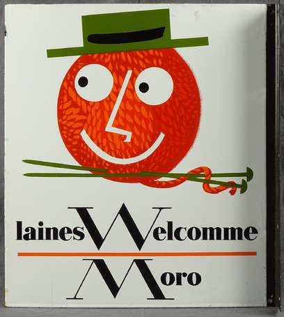 LAINES WELCOMME MORO : Plaque émaillée double-face