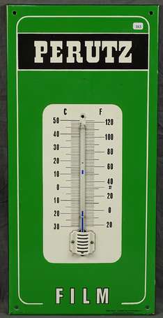 PERUTZ Film : Thermomètre émaillé plat à rebords. 
