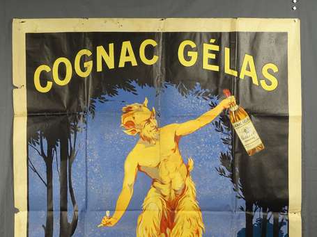 COGNAC GELAS : Affiche lithographiée illustrée du 