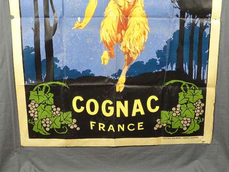 COGNAC GELAS : Affiche lithographiée illustrée du 