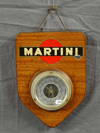 MARTINI : Baromètre en tôle lithographiée. Patine 