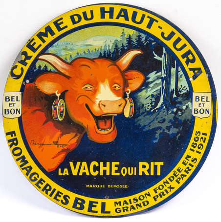 LA VACHE QUI RIT : Tôle lithographiée signée 