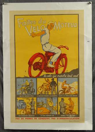 FAITES DU VELOMOTEUR : Affiche lithographiée des 