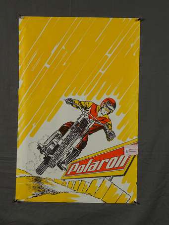 POLAROIL Huile : Affiche illustrée d'une Moto de 