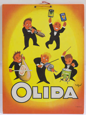OLIDA : Amusant panonceau illustré d'un Jazz-Band 