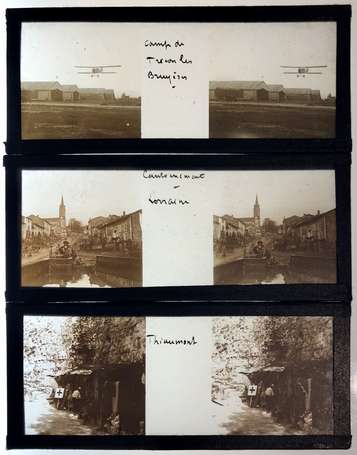 WW1/14-18 : Boîte de 8 plaques stéréoscopiques de 
