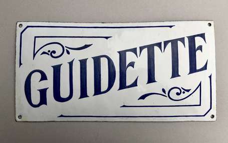 GUIDETTE : Plaque émaillée de Villa. Bombée, 39.6 