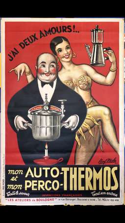 L'AUTO-THERMOS : Affiche lithographiée illustrée 