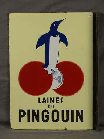 LAINES DU PINGOUIN : Plaque émaillée double-face à