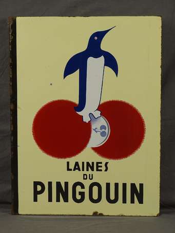 LAINES DU PINGOUIN : Plaque émaillée double-face à